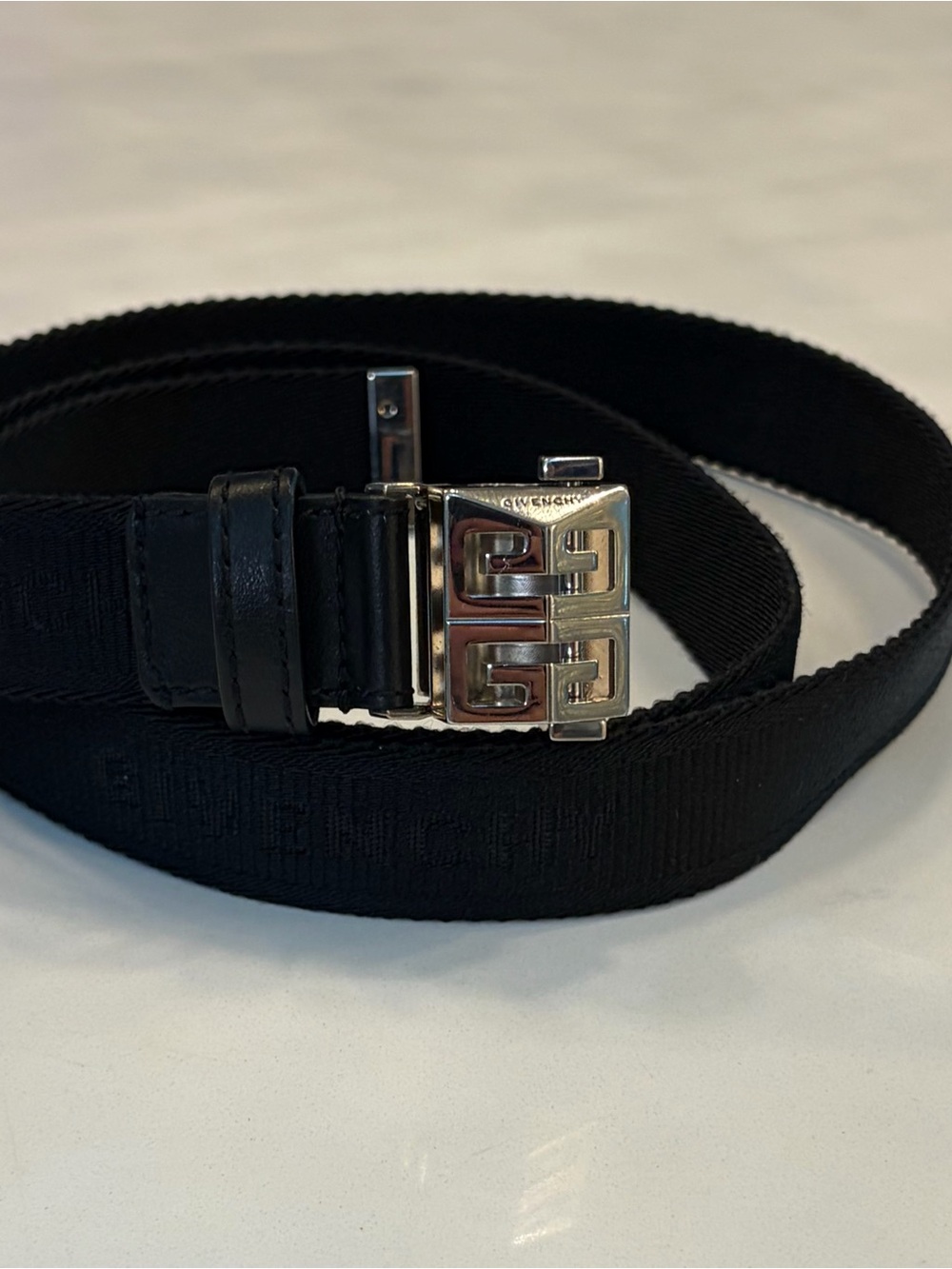 Givenchy Black Men’s Signature G Buckle Webbing Belt